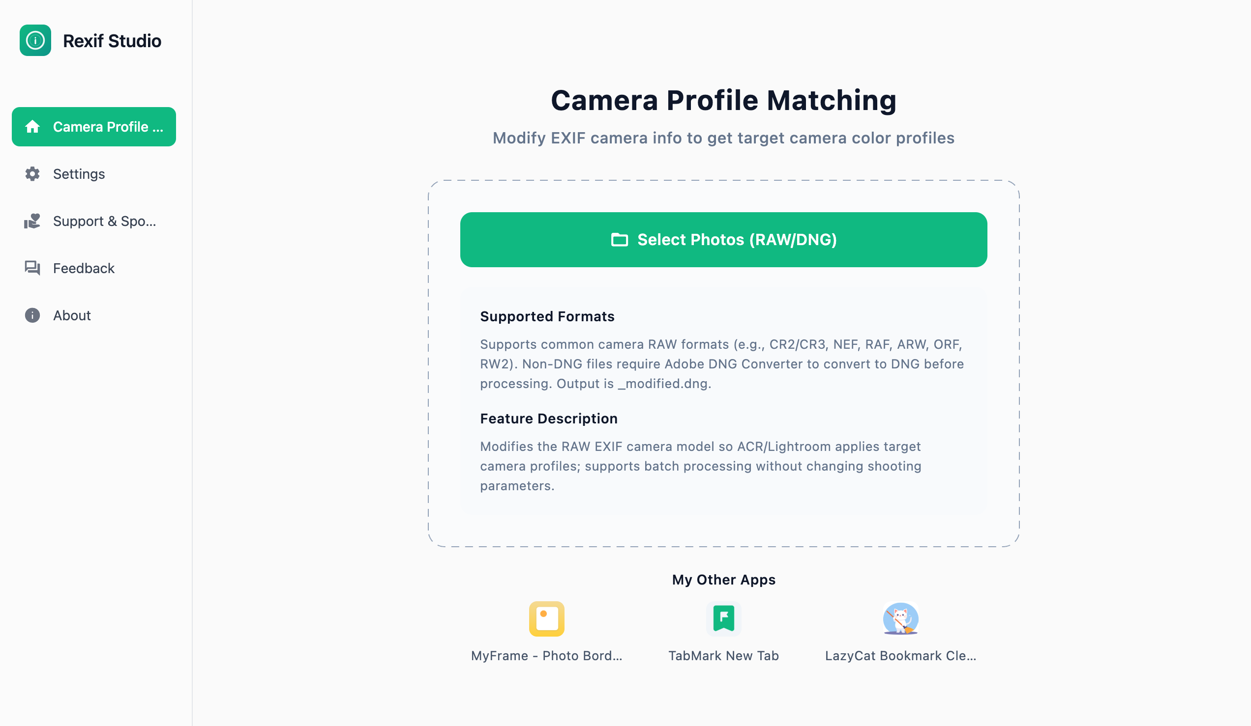 Rexif Studio interface preview